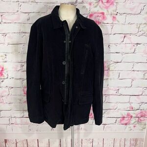 DKNY black corduroy elbow pad inner vest lined jacket